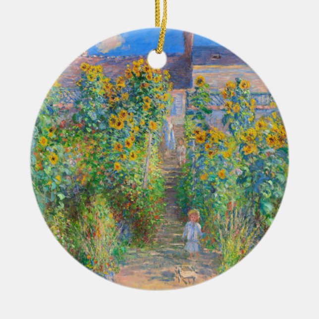 Monet Flower Garden Ceramic Tree Decoration (Front)