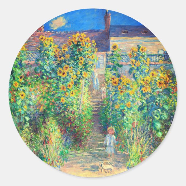 Monet Flower Garden Classic Round Sticker (Front)