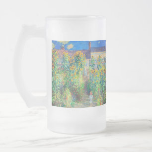 Monet Flower Garden Frosted Glass Beer Mug