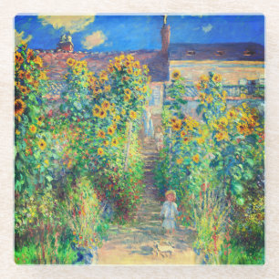Monet Flower Garden Glass Coaster