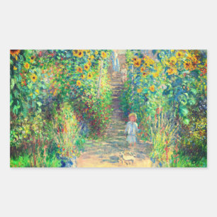 Monet Flower Garden Rectangular Sticker