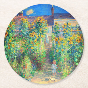 Monet Flower Garden Round Paper Coaster