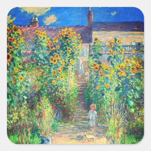 Monet Flower Garden Square Sticker (Front)
