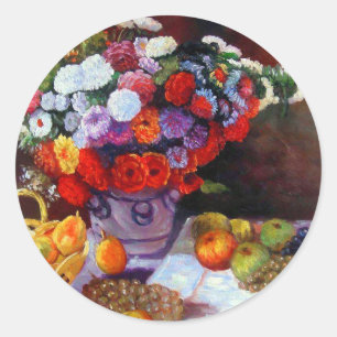 Monet Flowers and Fruit Classic Round Sticker