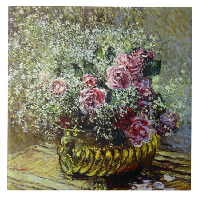 Monet - Flowers in a Pot, Tile (Front)