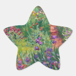 monet flowers vintage the-iris-garden-at-giverny star sticker