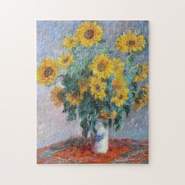Monet France Bouquet Sunflowers Impressionist Peop Jigsaw Puzzle (Vertical)