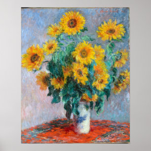 Monet France Bouquet Sunflowers Impressionist Peop Poster