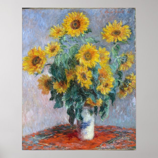 Monet France Bouquet Sunflowers Impressionist Peop Poster (Front)
