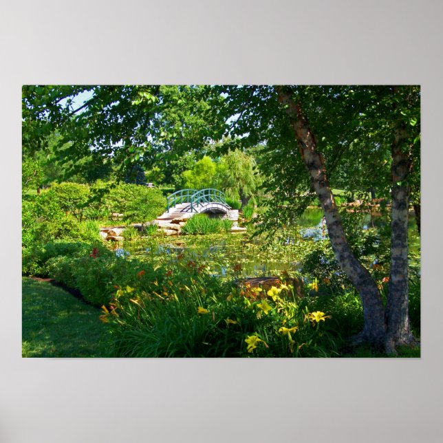 Monet France Impressionist People Bridge Park Pain Poster (Front)