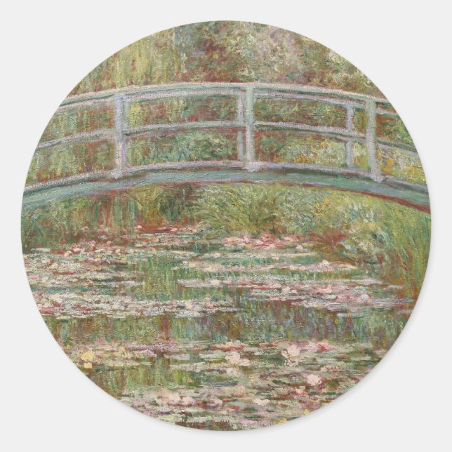 Monet French Japanese Bridge Giverney Classic Round Sticker (Front)