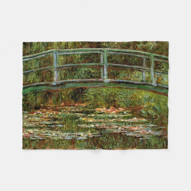Monet French Japanese Bridge Giverney Fleece Blanket (Front (Horizontal))