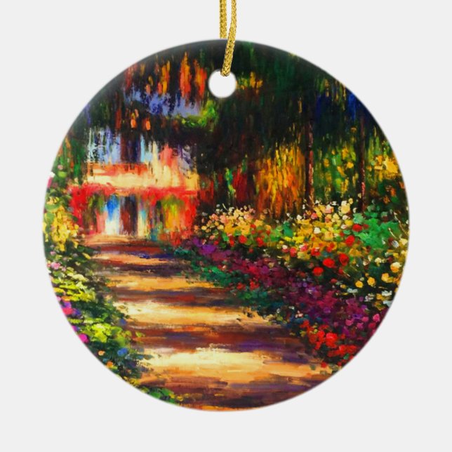 Monet Garden at Giverny Ceramic Tree Decoration (Front)