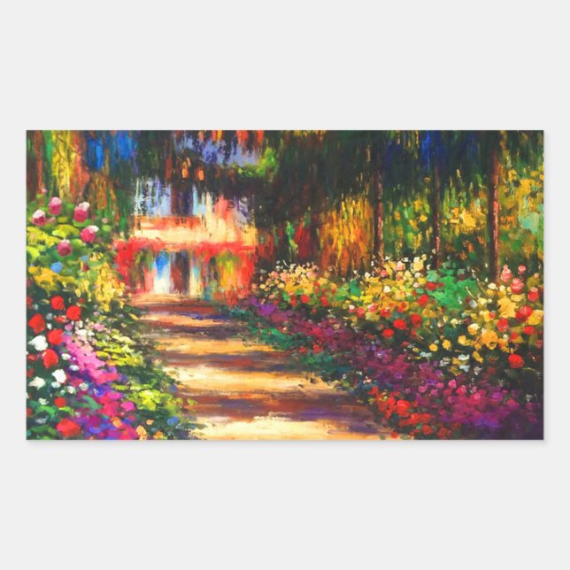 Monet Garden at Giverny Rectangular Sticker (Front)