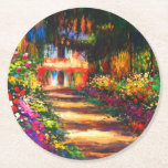 Monet Garden at Giverny Round Paper Coaster<br><div class="desc">Paper Coasters featuring Claude Monet’s oil painting Pathway in Monet's Garden at Giverny (1902). A beautiful path of pink,  white,  and red flowers. Peaceful nature impressionism with lovely flowers and scenic landscape. A great Monet gift for fans of impressionism and French art.</div>