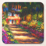 Monet Garden at Giverny Square Paper Coaster<br><div class="desc">Paper Coasters featuring Claude Monet’s oil painting Pathway in Monet's Garden at Giverny (1902). A beautiful path of pink,  white,  and red flowers. Peaceful nature impressionism with lovely flowers and scenic landscape. A great Monet gift for fans of impressionism and French art.</div>