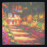 Monet Garden at Giverny Stone Coaster<br><div class="desc">Stone Coaster featuring Claude Monet’s oil painting Pathway in Monet's Garden at Giverny (1902). A beautiful path of pink,  white,  and red flowers. Peaceful nature impressionism with lovely flowers and scenic landscape. A great Monet gift for fans of impressionism and French art.</div>