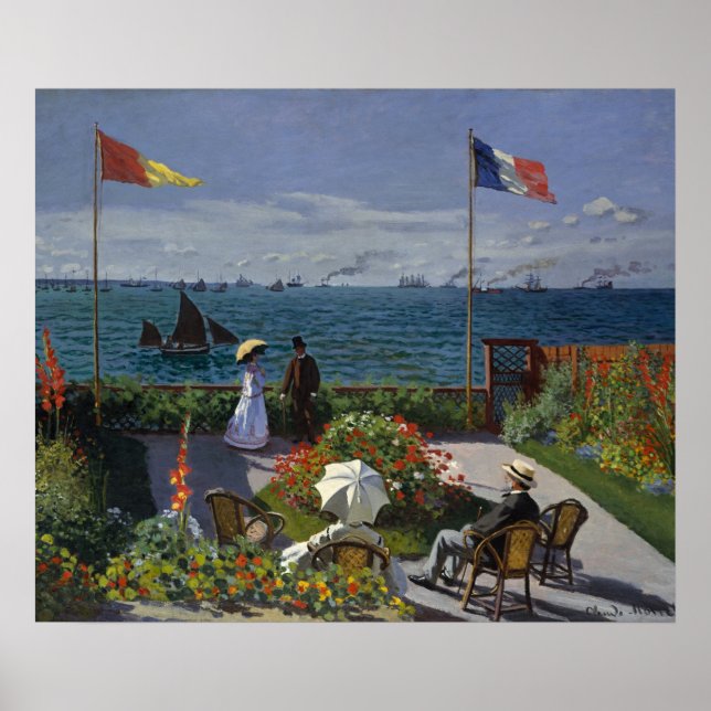 Monet Garden at Sainte-Adresse Painting Poster (Front)
