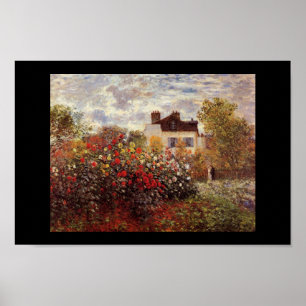 Monet garden blossoms vintage old painting artist poster