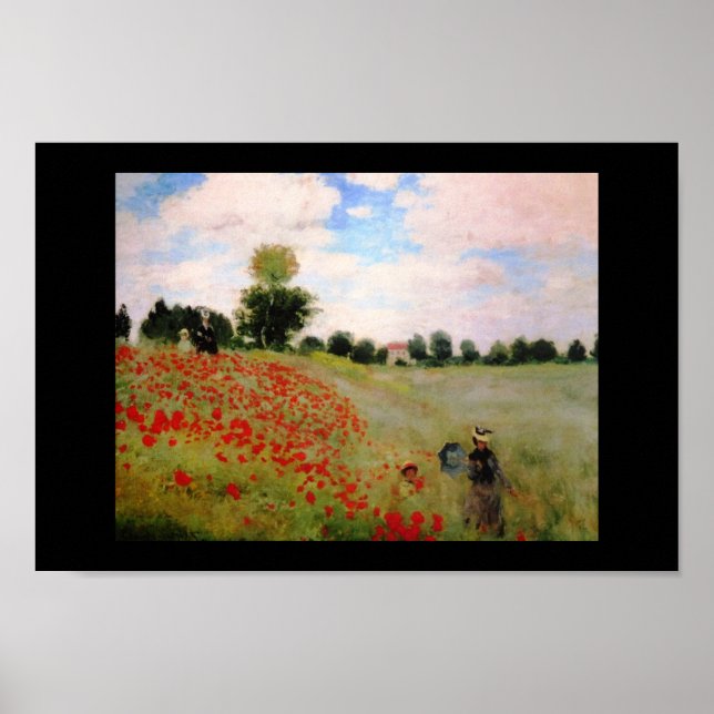 Monet garden blossoms vintage old painting poppies poster (Front)