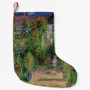 Monet Garden Vetheuil Impressionim Flower Painting Small Christmas Stocking