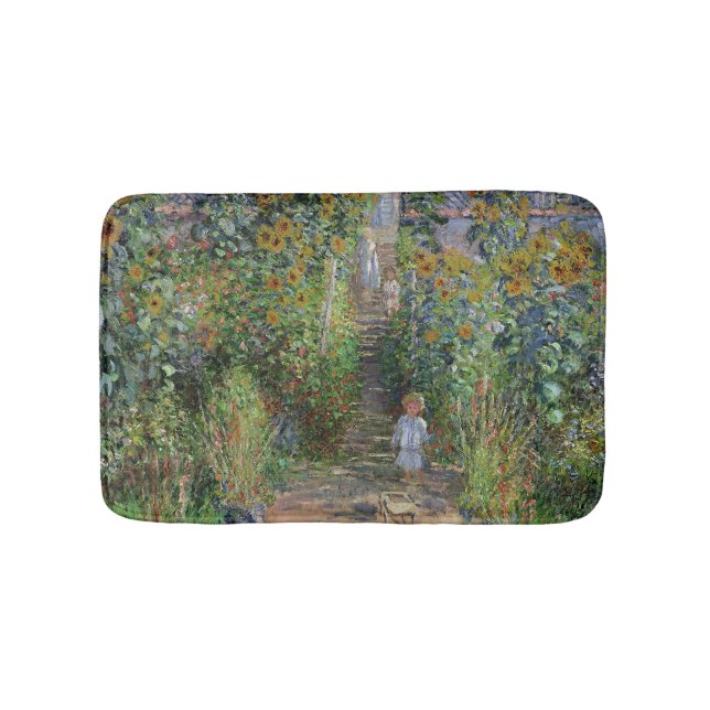 Monet Garden Vetheuil Impressionim Painting Bath Mat (Front)