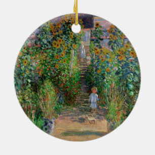 Monet Garden Vetheuil Impressionim Painting Ceramic Tree Decoration