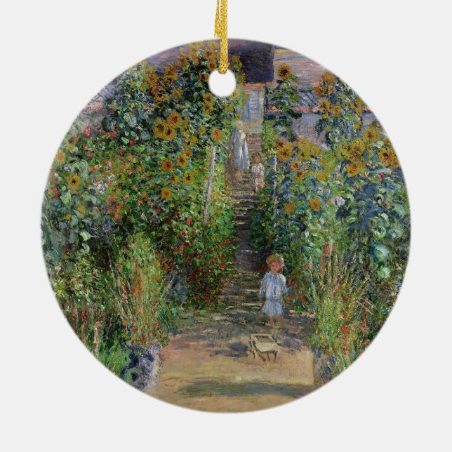 Monet Garden Vetheuil Impressionim Painting Ceramic Tree Decoration (Back)