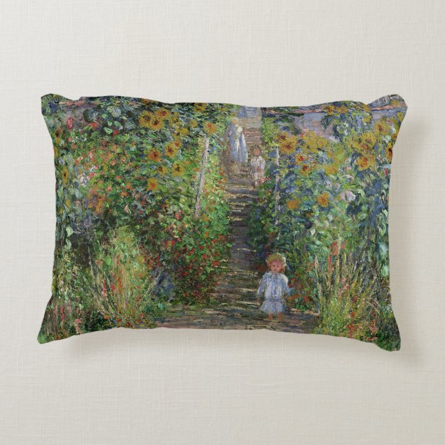 Monet Garden Vetheuil Impressionim Painting Decorative Cushion (Back)
