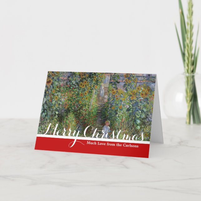 Monet Garden Vetheuil Impressionim Painting Holiday Card (Front)