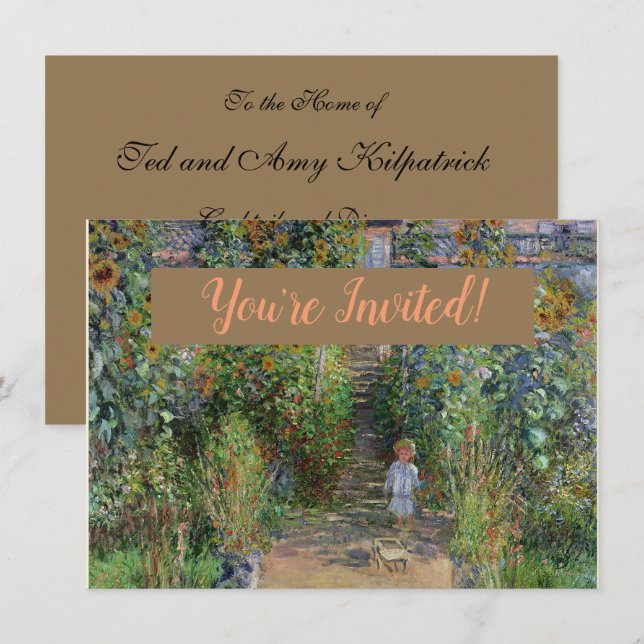 Monet Garden Vetheuil Impressionim Painting Invitation (Front/Back)