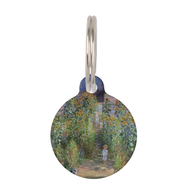 Monet Garden Vetheuil Impressionim Painting Pet Tag (Front)