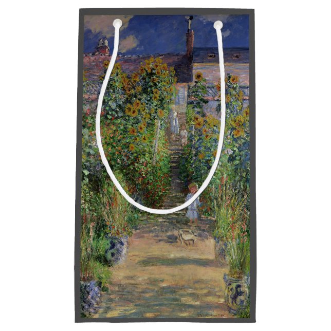 Monet Garden Vetheuil Impressionim Painting Small Gift Bag (Front)