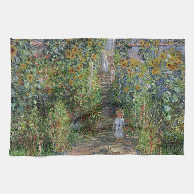Monet Garden Vetheuil Impressionim Painting Tea Towel (Horizontal)