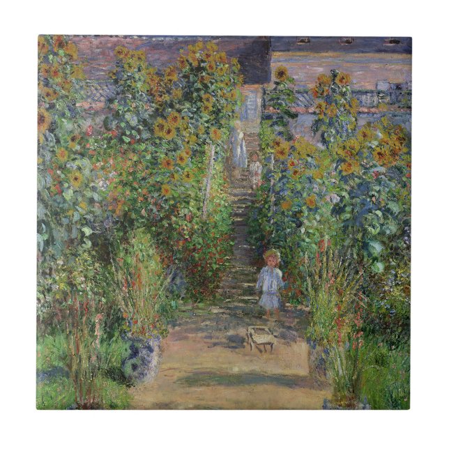 Monet Garden Vetheuil Impressionim Painting Tile (Front)
