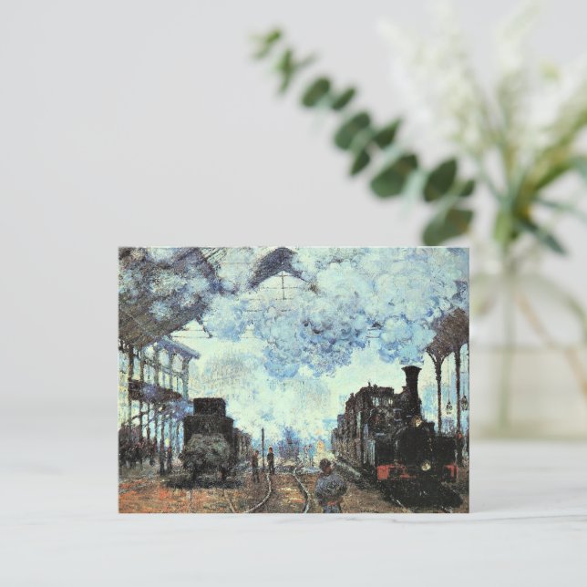 Monet - Gare St. Lazare, Arrival of Train  Postcard (Standing Front)