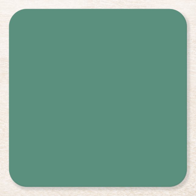 Monet green solid colour square paper coaster (Front)