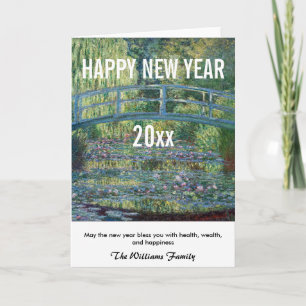 Monet - Happy New Year and Water Lily pond Holiday Card