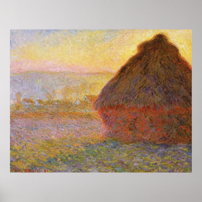 Monet - Haystacks at Sunset - Impressionist Poster (Front)