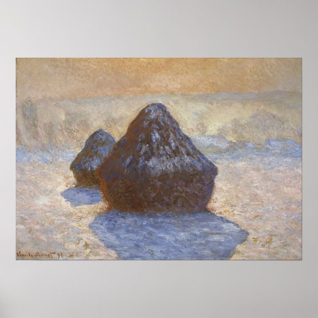 Monet - Haystacks Snow Effect Poster (Front)