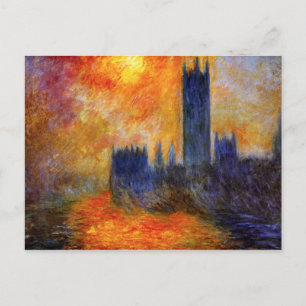 Monet House of Parliament and Sunset Postcard