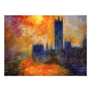 Monet House of Parliament and Sunset Print