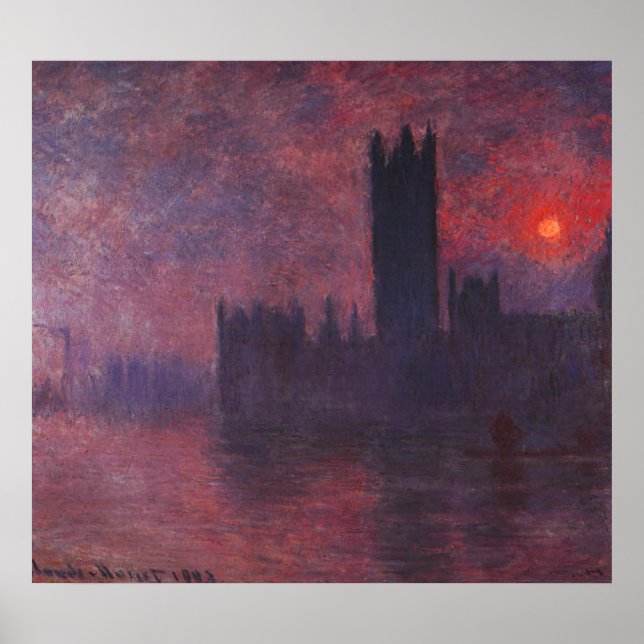 Monet Houses of Parliament at Sunset Poster (Front)