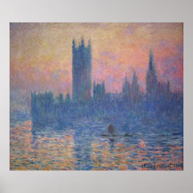 Monet - Houses of Parliament at Sunset Poster (Front)