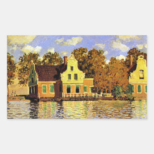 Monet - Houses on the Zaan River at Zaandam, Rectangular Sticker