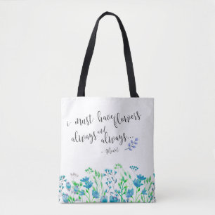 Monet I Must Have Flowers Always Blue Garden Tote Bag