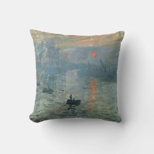 Monet Impression Sunrise Soleil Levant Painting Cushion
