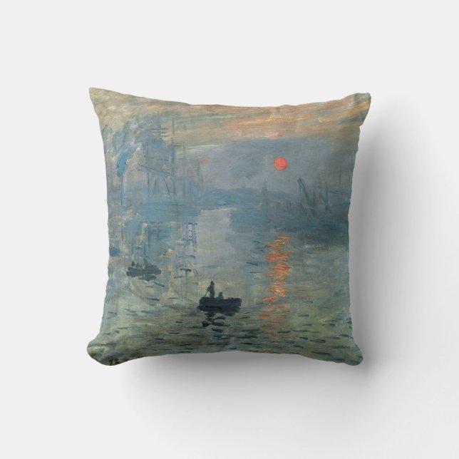 Monet Impression Sunrise Soleil Levant Painting Cushion (Front)