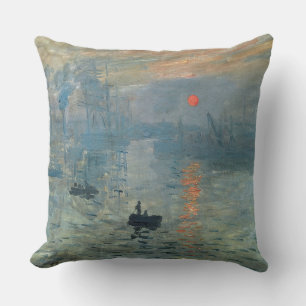 Monet Impression Sunrise Soleil Levant Painting Cushion