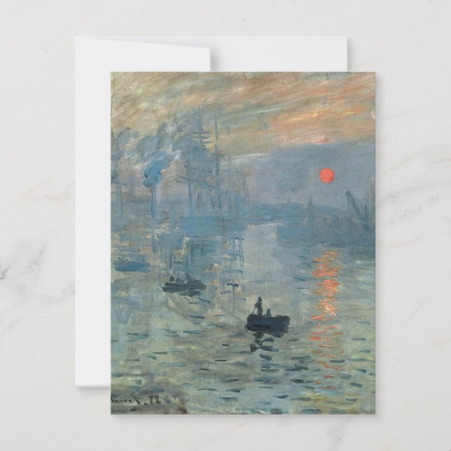 Monet Impression Sunrise Soleil Levant Painting Holiday Card (Front)